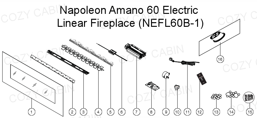 Amano 60 Electric Linear Fireplace (NEFL60B-1) #NEFL60B-1